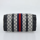 GUCCI GG Supreme Sherry Line Boston Bag PVC Navy Gold Auth ep15052-5