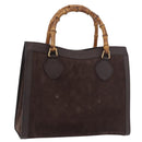 GUCCI Bamboo Hand Bag Suede Brown Gold 002 1186 0260 Auth ep15058-1