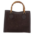 GUCCI Bamboo Hand Bag Suede Brown Gold 002 1186 0260 Auth ep15058-13