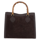 GUCCI Bamboo Hand Bag Suede Brown Gold 002 1186 0260 Auth ep15058-2