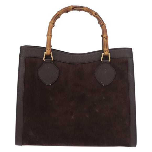 GUCCI Bamboo Hand Bag Suede Brown Gold 002 1186 0260 Auth ep15058