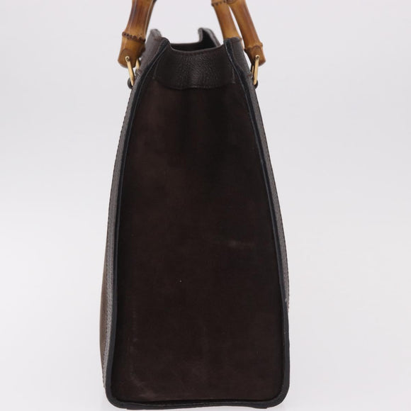 GUCCI Bamboo Hand Bag Suede Brown Gold 002 1186 0260 Auth ep15058