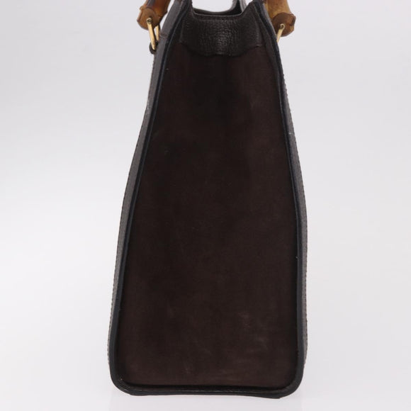 GUCCI Bamboo Hand Bag Suede Brown Gold 002 1186 0260 Auth ep15058