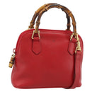 GUCCI Bamboo Hand Bag Leather 2way Red Gold 007 1014 0231 Auth ep15060-1