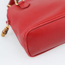 GUCCI Bamboo Hand Bag Leather 2way Red Gold 007 1014 0231 Auth ep15060-11