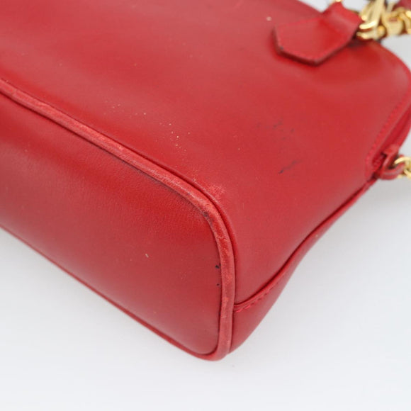 GUCCI Bamboo Hand Bag Leather 2way Red Gold 007 1014 0231 Auth ep15060