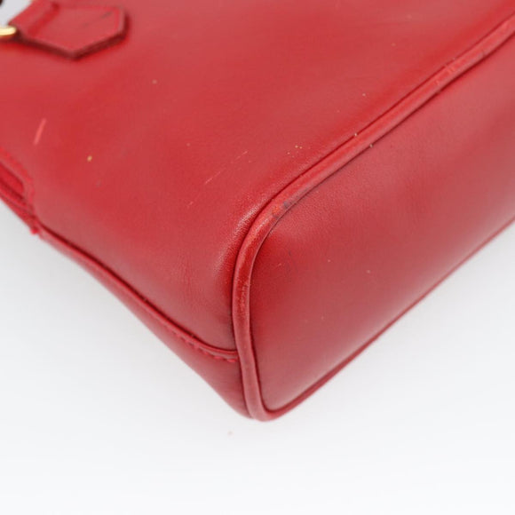 GUCCI Bamboo Hand Bag Leather 2way Red Gold 007 1014 0231 Auth ep15060