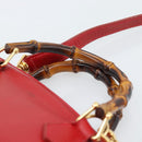 GUCCI Bamboo Hand Bag Leather 2way Red Gold 007 1014 0231 Auth ep15060-23