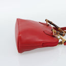 GUCCI Bamboo Hand Bag Leather 2way Red Gold 007 1014 0231 Auth ep15060-5