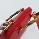 GUCCI Bamboo Hand Bag Leather 2way Red Gold 007 1014 0231 Auth ep15060-6