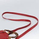 GUCCI Bamboo Hand Bag Leather 2way Red Gold 007 1014 0231 Auth ep15060-8