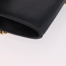GUCCI Chain Shoulder Bag Leather Navy Gold Auth ep15061-16