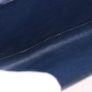 GUCCI Chain Shoulder Bag Leather Navy Gold Auth ep15061-11