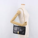 GUCCI Chain Shoulder Bag Leather Navy Gold Auth ep15061-22