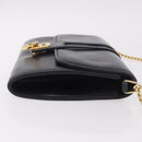 GUCCI Chain Shoulder Bag Leather Navy Gold Auth ep15061-3