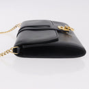GUCCI Chain Shoulder Bag Leather Navy Gold Auth ep15061-4