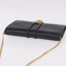 GUCCI Chain Shoulder Bag Leather Navy Gold Auth ep15061-6