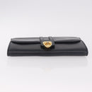 GUCCI Chain Shoulder Bag Leather Navy Gold Auth ep15061-5