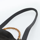 GUCCI Bamboo Shoulder Bag Suede 2way Black Gold 001 1638 2058 Auth ep15063-15