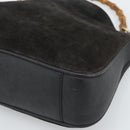 GUCCI Bamboo Shoulder Bag Suede 2way Black Gold 001 1638 2058 Auth ep15063-16