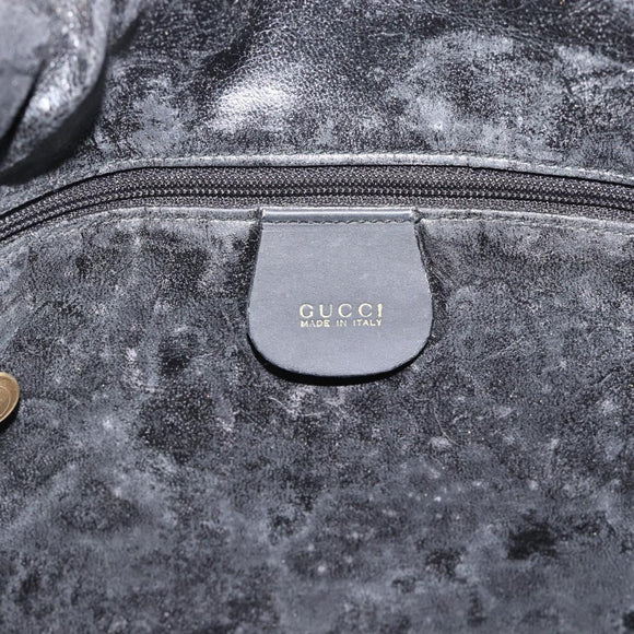 GUCCI Bamboo Shoulder Bag Suede 2way Black Gold 001 1638 2058 Auth ep15063