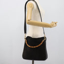 GUCCI Bamboo Shoulder Bag Suede 2way Black Gold 001 1638 2058 Auth ep15063-23