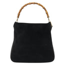 GUCCI Bamboo Shoulder Bag Suede 2way Black Gold 001 1638 2058 Auth ep15063-2