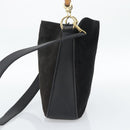 GUCCI Bamboo Shoulder Bag Suede 2way Black Gold 001 1638 2058 Auth ep15063-4