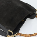GUCCI Bamboo Shoulder Bag Suede 2way Black Gold 001 1638 2058 Auth ep15063-6