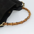GUCCI Bamboo Shoulder Bag Suede 2way Black Gold 001 1638 2058 Auth ep15063-7