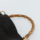 GUCCI Bamboo Shoulder Bag Suede 2way Black Gold 001 1638 2058 Auth ep15063-14