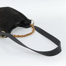 GUCCI Bamboo Shoulder Bag Suede 2way Black Gold 001 1638 2058 Auth ep15063-8