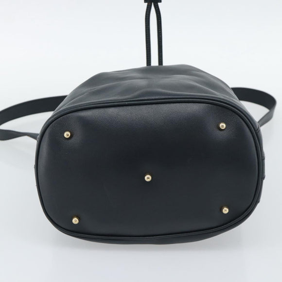 GUCCI Bamboo Hand Bag Leather 2way Navy Gold 001 3754 1657 Auth ep15071