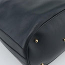GUCCI Bamboo Hand Bag Leather 2way Navy Gold 001 3754 1657 Auth ep15071-15