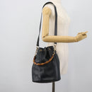 GUCCI Bamboo Hand Bag Leather 2way Navy Gold 001 3754 1657 Auth ep15071-23