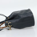 GUCCI Bamboo Hand Bag Leather 2way Navy Gold 001 3754 1657 Auth ep15071-4
