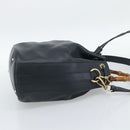 GUCCI Bamboo Hand Bag Leather 2way Navy Gold 001 3754 1657 Auth ep15071-5