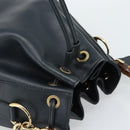 GUCCI Bamboo Hand Bag Leather 2way Navy Gold 001 3754 1657 Auth ep15071-6
