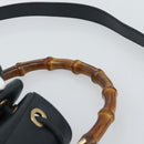 GUCCI Bamboo Hand Bag Leather 2way Navy Gold 001 3754 1657 Auth ep15071-8