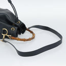 GUCCI Bamboo Hand Bag Leather 2way Navy Gold 001 3754 1657 Auth ep15071-9
