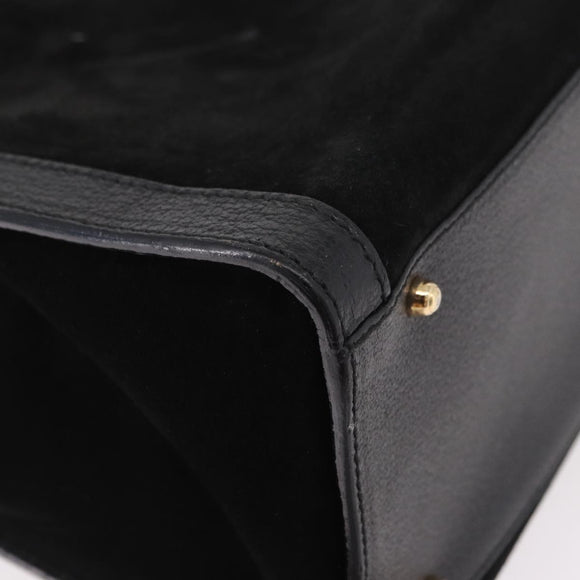 GUCCI Bamboo Hand Bag Suede Black Gold 002 1186 0260 Auth ep15073