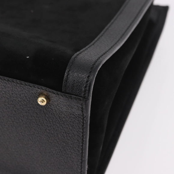 GUCCI Bamboo Hand Bag Suede Black Gold 002 1186 0260 Auth ep15073