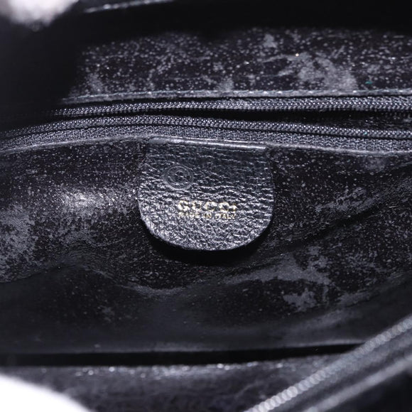 GUCCI Bamboo Hand Bag Suede Black Gold 002 1186 0260 Auth ep15073