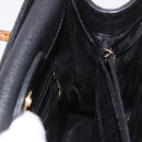 GUCCI Bamboo Hand Bag Suede Black Gold 002 1186 0260 Auth ep15073-18