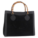 GUCCI Bamboo Hand Bag Suede Black Gold 002 1186 0260 Auth ep15073-1