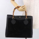GUCCI Bamboo Hand Bag Suede Black Gold 002 1186 0260 Auth ep15073-24