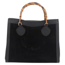 GUCCI Bamboo Hand Bag Suede Black Gold 002 1186 0260 Auth ep15073-13