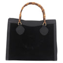 GUCCI Bamboo Hand Bag Suede Black Gold 002 1186 0260 Auth ep15073-2