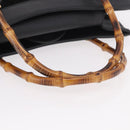 GUCCI Bamboo Hand Bag Suede Black Gold 002 1186 0260 Auth ep15073-7