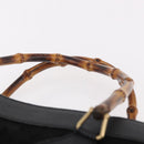 GUCCI Bamboo Hand Bag Suede Black Gold 002 1186 0260 Auth ep15073-8